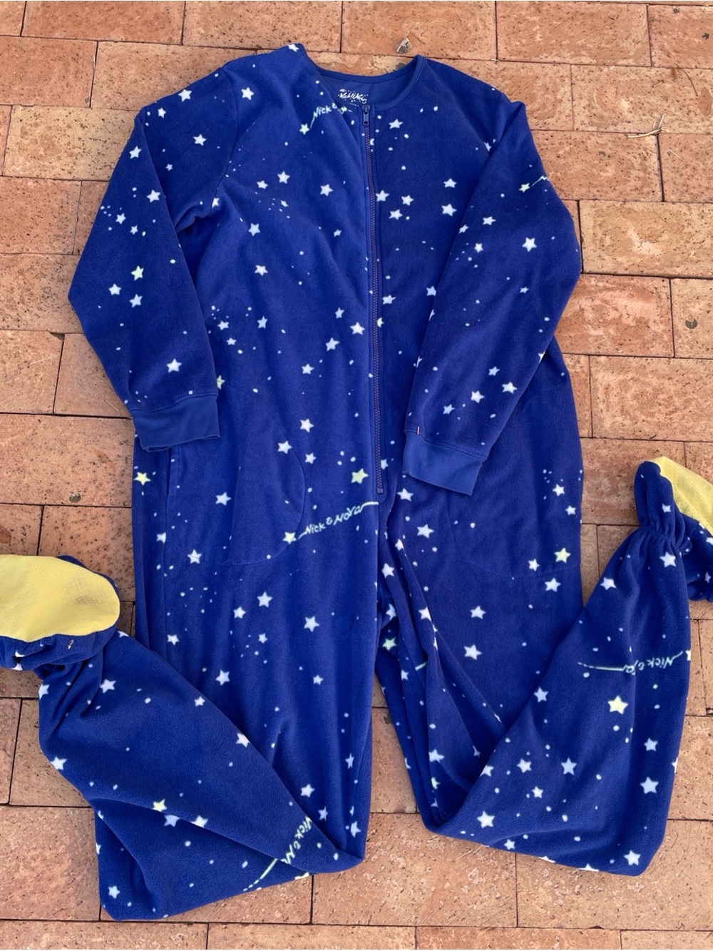 Nick Nora one piece footed pajamas celestial star starry night galaxy y2k blue s